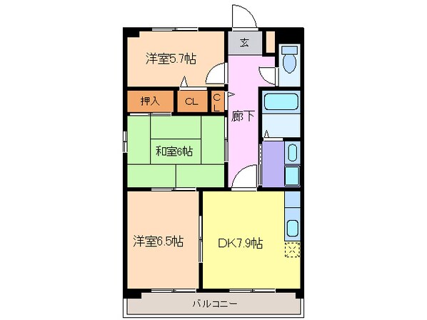 甚目寺駅 徒歩17分 3階の物件間取画像